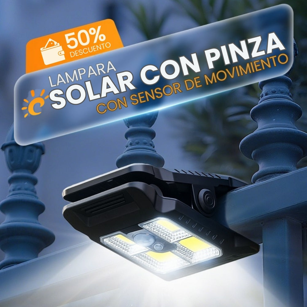 PROMO 2 LAMPARAS SOLARES CLIP CON SENSOR DE MOVIMIENTO