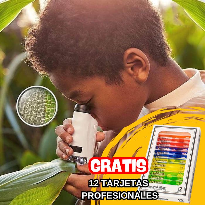 Microscopio portátil para niños - Lleva gratis 12 Tarjetas profesionales