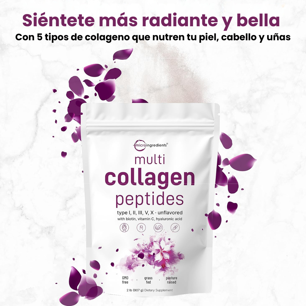 Collagen Peptides+ Fórmula completa con HA, Vitamina C y Biotina