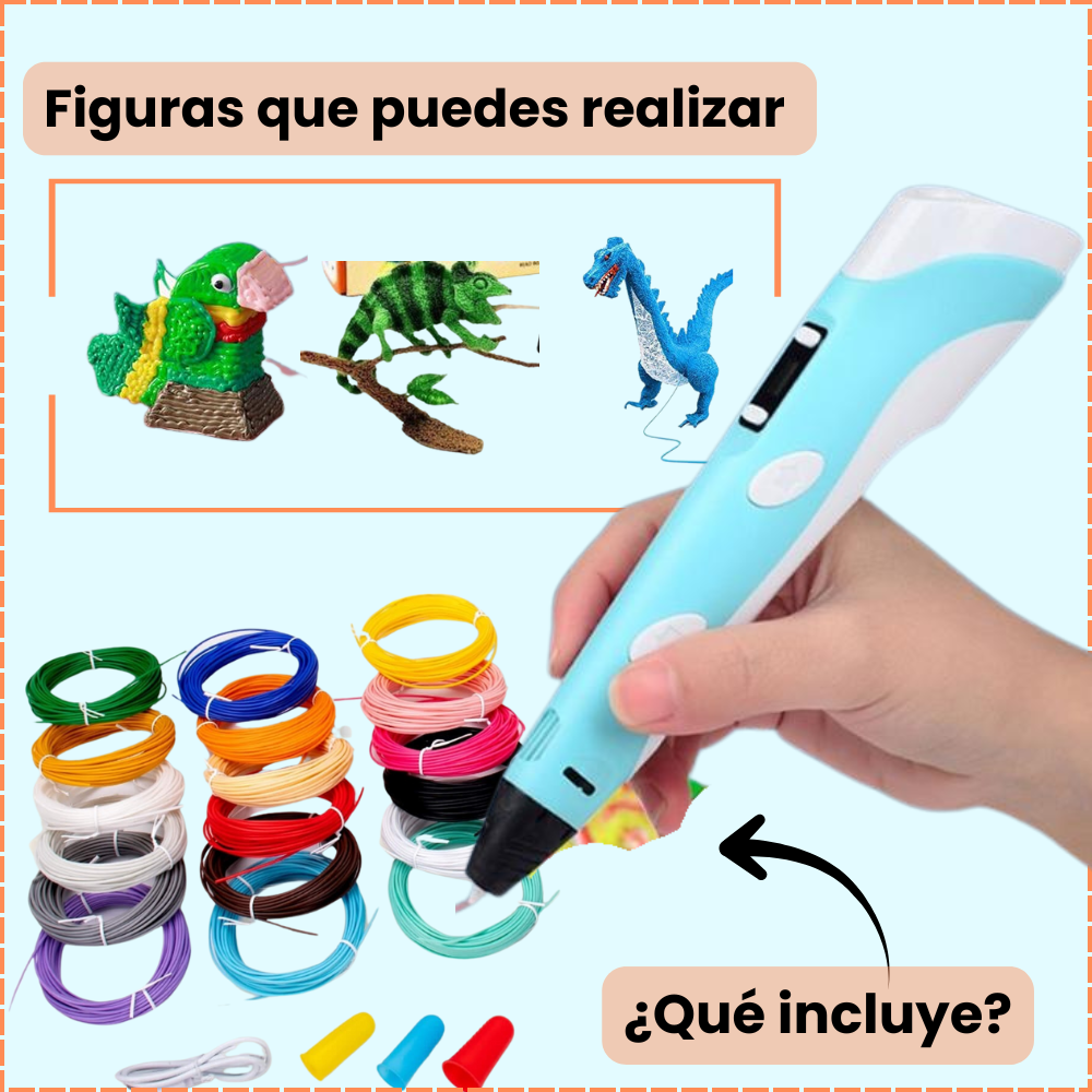 Kit Lapiz digital 3D con 20 Filamentos de colores