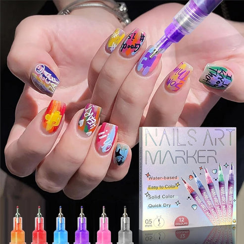 Nail Art Markers 12 Colores – Diseños precisos en minutos, desde casa