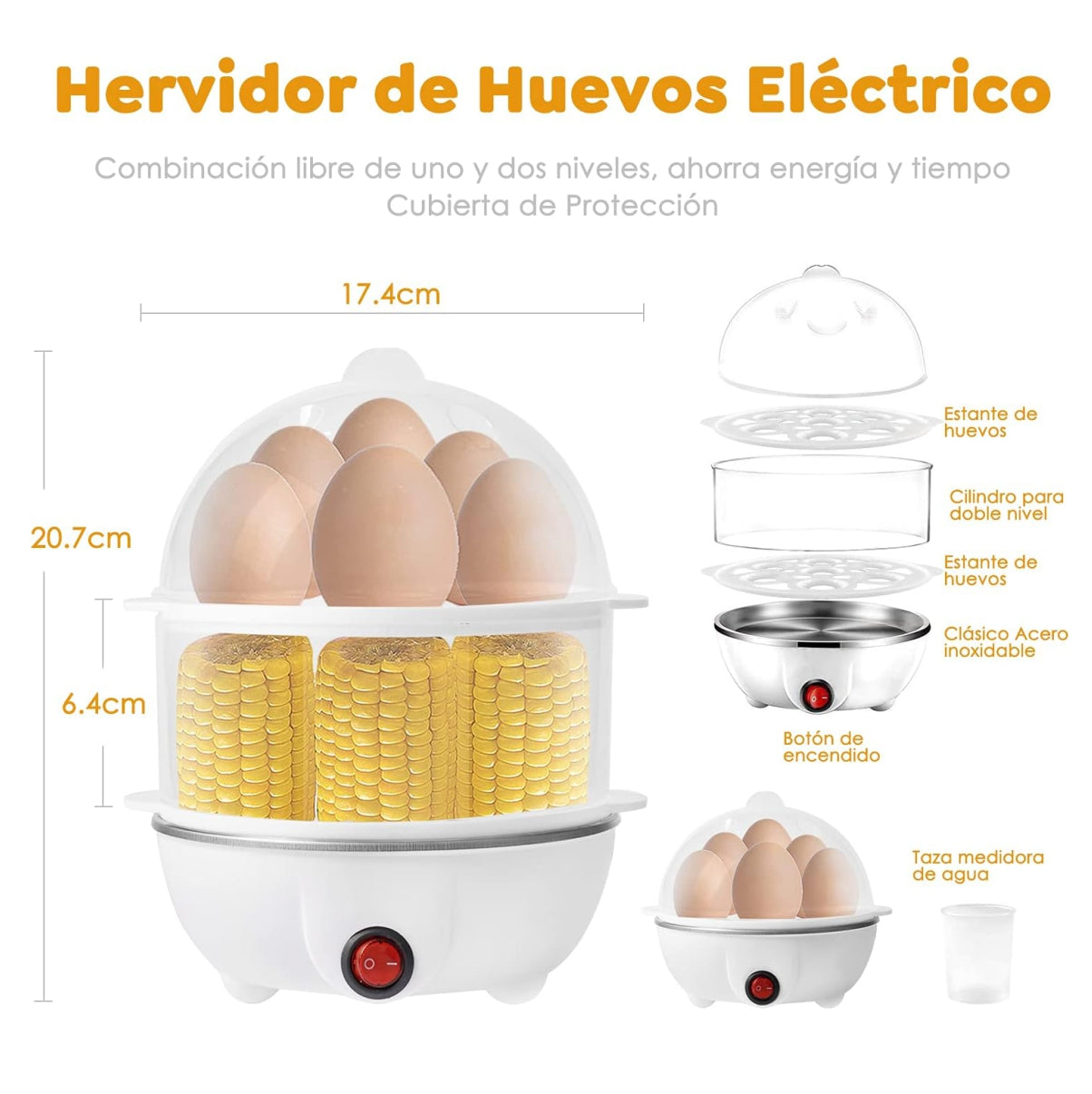 VaporEgg Pro® Hervidor de huevos eléctrico - PROMO 2 PISOS